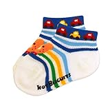 MIKIHOUSE HOTBISCUITS（ミキハウスホットビスケッツ）ゴム口キュート ビーンズくんボーダーローカットソックス 13-15cm,白（０１）