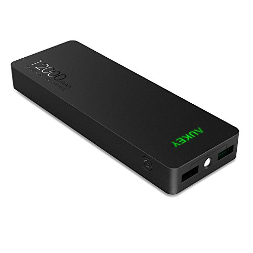 AUKEY モバイルバッテリー 12000mAh 大容量 スマホ充電器 AIPower機能搭載 iPhone 6s / 6s Plus / 6 / 6 Plus / 5s / 5c / 5 / iPad / Android / Xperia / Galaxy / 各種スマホ / タブレット / ゲーム機 / Wi-Fiルータなどに対応 (ブラック)PB-N28