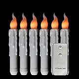 micandleのセット6 Flameless LEDテーパキャンドルwithタイマー、ちらつき黄色のバッテリ、アイボリーキャンドルスティック、6時間18時間オフ（バッテリは含まれません） Taper