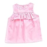 Hzjundasi 小さな女の子の赤ちゃんラウンドネックの蓮の葉の綿の袖ノースリーブのピンクのドレスの夏のベビーソリッドカラーのスカートのベストスカート