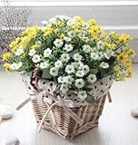 ナチュラル 雑貨 かわいい 野の花 ＆ 籐カゴ インテリアフラワー (ホワイト&イエロー)
