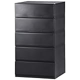 リブウェル(Livewell) 日本製 彩 -Irodori- チェスト 簡易組み立て式 (オールブラック, 52cm幅 5段)