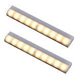 LEDセンサーライト 人感センサーライト 電池式 10LED 貼り付け式 壁掛け式 2本入り (電球色)