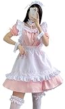 [FULINE] メイド服 レディース ドレス コスプレ衣装 ロリータ メイドカフェー 喫茶店 アリス風 コスチューム 仮装 学園祭 パーティグッズ ピンク XL