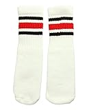 （スケーターソックス）SkaterSocks ベビー キッズ 赤ちゃん 子供 ロングソックス 10 Inch BABY-KIDS White tube socks with Black-Red 10イ