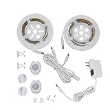 Ruanyi DC 12V 2835SMD 3W 36LED、暖かい白、クールホワイト、EUプラグUSプラグダブルベッドモーションアクティブベッドライト、2x1.2Mフレキシブルストリップタイマーセン