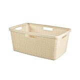 CURVER(カーバー) バスケット ホワイト 46L Jute ジュート 収納 バスケット ランドリー ランドリーバスケット おしゃれ 丈夫 北欧 リネンのような質感 麻