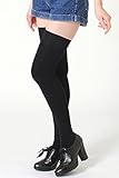 柔らかナイロン サイハイソックス 75cm太もも丈 80デニール (黒 2足組)