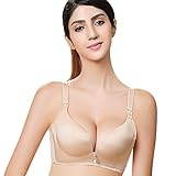 【SEBLES】マタニティ シームレス 授乳 産前 産後 無地 ビジュー 脇肉 寄せてあげる バストアップ ブラジャー 4列 4段 ホック 全3色 10サイズ(ベージュ,80B)