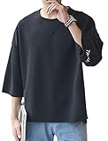 [foveitaa] 夏服 メンズ 七分袖 メンズ tシャツ 半袖tシャツ メンズ 無地 メンズ服 カットソー 無地 柔らかい おしゃれ 軽い カジュアル スポーツ シンプル 快適 オールシーズン black XL