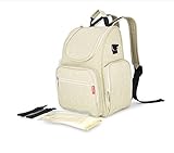 Diaper Backpack with Changing Pad Travel Diaper Bag for Mummy and Dad (Beige) by Baby Lovess