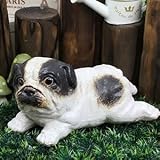 信楽焼　犬　イヌ　ブルドック子犬（白）【ok-0034】　陶器　しがらき焼　焼き物　動物　置物　ガーデンオーナメント　庭　ブルドッグ (白)