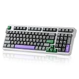 YUNZII B98 メカニカルキーボード ワイヤレス 98キー ホットスワップ対応 英語配列 RGBゲーミングキーボード 潤滑済みリニアスイッチ BT5.0/2.4G/USB-C テンキー付き ガスケット装着キーボード Win/Mac/Android/iOS用 技適認証取得 (グレー, ミルクリニアV2スイッチ)