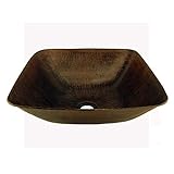 Premier Copper Products VSQ14BDB Square Vessel Hammered Copper Sink, Oil Rubbed Bronze [並行輸入品]