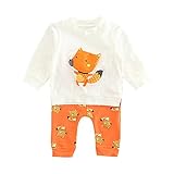 杜屋トヤ　新生児服　きつね　上下セット　長袖Ｔシャツ＋パンツ　二点セット　ルームウェア　かわいい　洋式　秋　冬　カジュアル　遊び　お出かけ　プレゼント　女の子　男の子　ユニセックス　赤ちゃん　80/9
