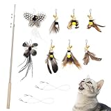 SONGWAY 猫 おもちゃ 猫じゃらし ねこ玩具 昆虫 蝶々 大飛ぶ虫 ８個 釣り竿付き