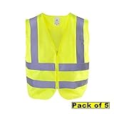 TR Industrial TR88001-5PK OSHA Class 2 Zipper Knitted Safety Vest (5 Pack) Large Neon Yellow [並行輸入品]