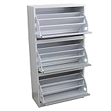 シューズボックス 下駄箱 スリム 3段扉 最大27足収納 フラップ ドア靴箱 シューズラック ホワイト TCP355-WH J-Supply