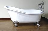 57 " Slipper Cast Iron Tub With No Rim穴とwithホワイトボールand Clawフィート – "ソフィア"