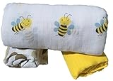 Muslin Swaddle Blankets 100% Cotton Huge Durable Breathable Yellow Brown Bumblebee Baby Blankets by 