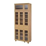 JKプラン Lyckaland 大型食器棚 食器収納 幅90cm 上置きセット ナチュラル FLL-0012SET-NA