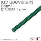 KHD KIV 8sqケーブル 600V耐圧 緑 電気機器用ビニル絶縁電線 (切り売り 1m～) TV