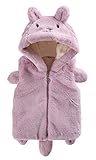 C-Princess ベビー服 ボア ベスト 袖なし ジャケット コート ふわふわ フード しっぽ付 新生児 赤ちゃん キッズ 女の子 男の子 可愛い 秋 パープル 90