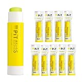 トンボ鉛筆 スティックのり 消え色ピット S ネオンイエロー 軸色シルバー 10本セット HCB-011BTU