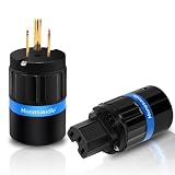 Monosaudio オーディオ用電源プラグ 金メッキ 純銅 3ピン 電源コネクタ 15A/ 125V 10A/ 250V 自作電源プラグ アルミニウム合金製シェル オーディオ用パワープラグ インレットプラグ IEC320C13コネクター ペアハイエンド オーディオグレード AC電源プラグ オーディオケーブル、オーディオ電源ケーブル、オーディオ用電源コード用（メス-オス）(M104G/F104G)