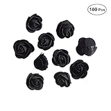 Vosarea ローズ　バラ　薔薇　造花　ローズヘッド　花びら　人工泡　ローズフラワー　頭の花　ロマンチックな雰囲気を加え　ウェディングの装飾　DIY　工芸品　3.5cm　100個（ブラック）
