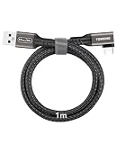 TOMSING USB Type C ケーブル L字 1m USB A to USB Cケーブル 60W急速充電 USB3.2 Gen2 10Gbps高速データ 高耐久 ナイロン編み 断線防止 for iPhone 16 / 15 /iPad Pro/MacBook/Galaxy/Xperia/その他 Android 等タイプｃ機器対応 (鉄灰色,1m)