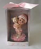 Lunaura Baby Keepsake - Set of 12 Girl Baby Holding Teddy Bear Favors - Pink by Lunaura