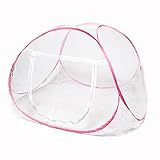 来慶(ライケイ) 小型蚊帳 ベビーベッド に最適 色んな部屋に 持ち運び 便利 軽量 コンパクト (ピンクライン)