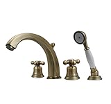 Whitehaus 514.463TF-PTR Blairhaus Mckinley 7 7/8-Inch Deck Mount Tub Filler Set with Bell-Shaped Cro
