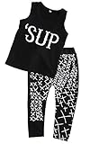 欧米風ベビー服 上下セット シャツ アルファベットパターン柄 男女兼用 Tシャツ+ロングパンツ 2点セット かわいい クール 綿 (100=2-3歳)