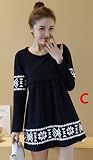 『Vision』マタニティウェア 服 　春夏秋 　 マタニティ 長袖　 ワンピース 妊婦服 授乳口付き　 P055 (XL, C)