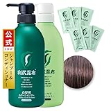 Sastty (サスティ) 【白髪用】大容量サイズ 利尻カラーシャンプー(ブラック) 500ml & 【カラーシャンプー用】利尻カラーケアコンディショナー 500ml 【ミネラルイオンブラシ付】