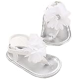 LINKEY Infant Baby Girls Summer Flower Soft Sole Sandals Flip Flops Beginer Walker Shoes Silver Size
