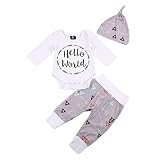 SOBABY ベビー服 3点セット 長袖ロンパース＆パンツ＆帽子 出産祝い (80/6-12ヶ月, グレー)