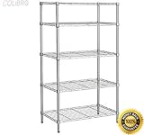 colibrox -- 5層70 " Heavy Duty Organizerシェルフストレージラックホルダー金属新しい頑丈スチール5レベルガレージシェルフ調節可能メタルストレージシェルフユニット