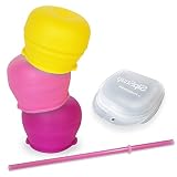 SipSnap こぼれないシリコンコップカバーKID 3個セット+キャリーケース+ストロー (シャイニーガール) [並行輸入品]