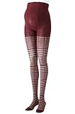Angeliebe エンジェリーベ マタニティ あったか チェック 柄 タイツ 妊婦 防寒 あったか 冷え対策 アジャスター調節可 前後マチ付 M ~ L ボルドー