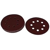 uxcell サンディングディスク 　フックとループサンドペーパー　 サンディングディスク　240 グリット　8 穴　125mm 直径　10枚入り