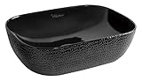 Whitehausコレクションwh71302-f04 Isabella Plusコレクション長方形上マウントBasin withエンボス加工の外部、滑らかな内部、とセンターDrain、ブラック