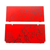 New3DS トップ&ボトムカバープレート ルビー交換用 3DSハンドヘルドゲームコンソール用 レッドダイヤモンド アウターA E フェースプレートカバープレート ケーシングシェル + ネジ 2個 スペアパーツ