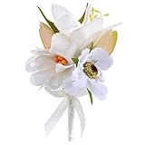 FAYBOX Groom Boutonnieres Bestメンズシルクコサージュ花ウェディングプロムパーティーパックの4