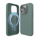 elago 磁気シリコンケース iPhone 15 Pro対応 6.1インチ すべてのMagSafeアクセサリーに対応 - 内蔵マグネット ソフトグリップシリコン 耐衝撃 [ミッドナイトグリーン]