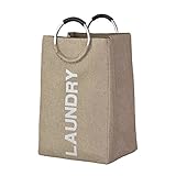 (DORIS) ランドリーボックス 折りたたみ 【マリブ ベージュ】 ランドリーバスケット 縦型 取っ手付き 大容量 幅38×奥行32×高さ55