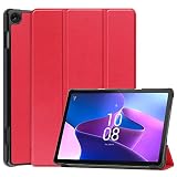 For Lenovo Tab B10 (3rd Gen) ケース 新型 レノボ10.1インチTab B10 3rd Gen カバー LenovoTab B10 第三世代 ケース【Trocnet】タブレット ケース マグネット開閉式 オートスリープ機能 手帳型 軽量 超薄型 スリムな三つ折スタンドカバー 衝撃吸収 全面保護型(赤)