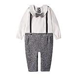 GudeHome 赤ちゃん ロンパース 女の子 カバーオール ベビー服 春秋着 蝶ネクタイ付き 子供洋服 出産祝い お出かけ 結婚式 七五三 写真撮影 発表会 パーティー グレー 70